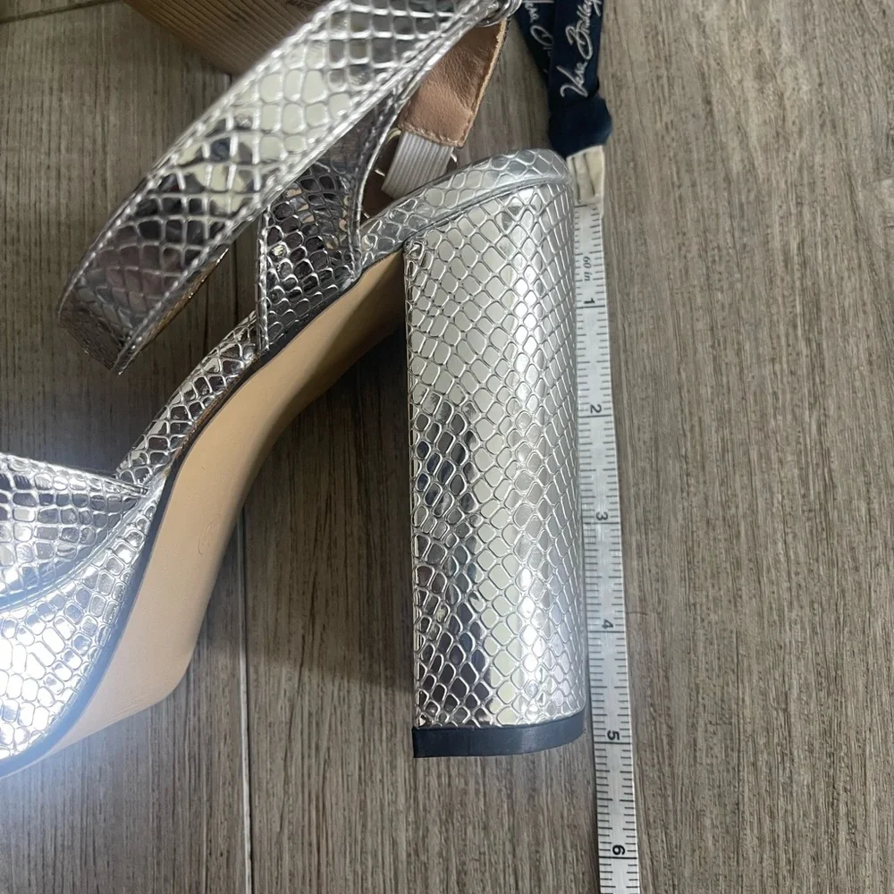Silver Textured Heels with Ankle Straps - Picture 5 of 5